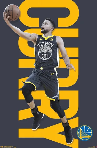 Vista 12 de Trends International NBA Golden State Warriors - Póster de pared de Stephen Curry 18, 14.725 x 22.375 pulgadas, versión enmarcada de madera