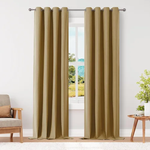 Vista 62 de ChrisDowa Cortinas 100% Opacas de Abedul Sólido de 45 Pulgadas de Largo, 2 Paneles para Dormitorio y Sala de Estar, Estilo Granja Oscurecedoras