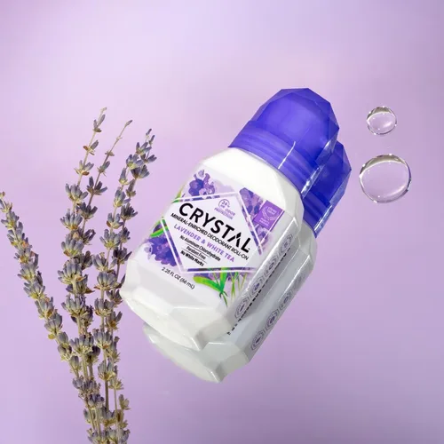 Vista 5 de Crystal Mineral Desodorante Roll-On, lavanda y té blanco, morado, 2.25 onzas líquidas