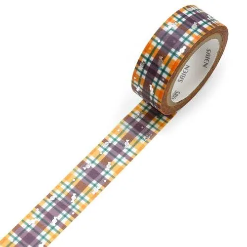 Vista 3 de SAIEN UR-3067 Halloween Check Masking Tape, 0.6 inches (15 mm) x 26.4 ft (7 m)