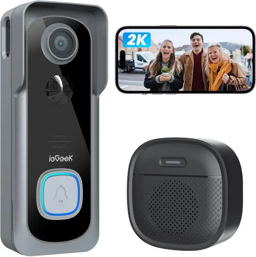 Vista 10 de ieGeek Timbre inalámbrico sin suscripción, visión nocturna ultra clara de 5 MP, detección de movimiento PIR, timbre de video con timbre