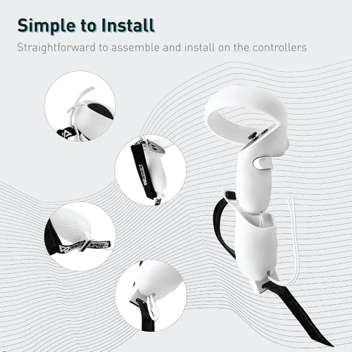 Vista 5 de VR Cover Controller Grips for Meta Oculus Quest 2 (Light Grey)