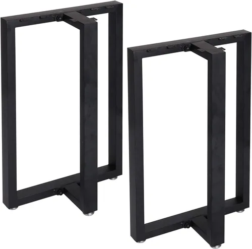 Vista 11 de Patas rectangulares industriales de metal de 16 pulgadas de altura, patas de banco de metal para mesa, diseño moderno de mediados de siglo, juego