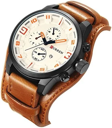 Vista 4 de CURREN Reloj de pulsera deportivo impermeable con correa de cuero para hombre 8225, Classic