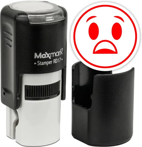 Vista 92 de MaxMark Sello de Emoji Autoentintado Redondo - Enojada - Tinta Negra