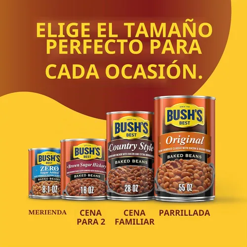 Vista 8 de BUSH'S BEST Frijoles horneados vegetarianos enlatados de 8.3 onzas, fuente de proteína y fibra a base de plantas, bajo en grasa, sin gluten
