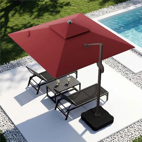 Vista 14 de Sombrilla voladiza para patio, 9 x 12 pies, sombrilla giratoria Beige