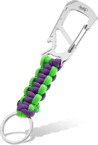 Vista 15 de KeyUnity KC00 Llavero de mosquetón de paracord, cordón de paracaídas 550 Multiherramienta para exteriores, mochilas, hombres y mujeres