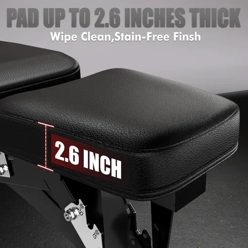 Vista 4 de RitFit Banco de pesas ajustable y plegable para gimnasio en casa, levantamiento de pesas y entrenamiento de fuerza, póster de entrenamiento