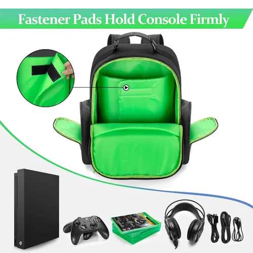 Vista 2 de PGmoon Game Console Backpack Fits for Xbox OneOne S One X, Xbox Series S, Xbox 360 360 Slim, Travel Carrying Case Bag for 15.6 Laptop, Controllers
