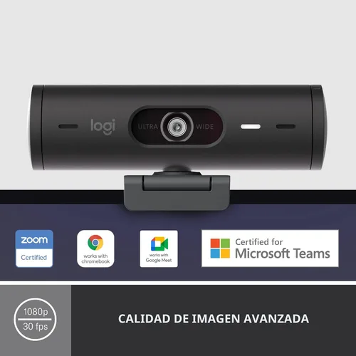 Vista 2 de Logitech Brio 501 - Cámara web Full HD con corrección automática de luz, modo de espectáculo, micrófonos de reducción de ruido, cubierta de Negro