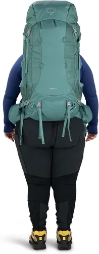 Vista 8 de Osprey Viva 65L Mochila de mochilero para mujer, color gris Tunnel Vision, ajuste extendido