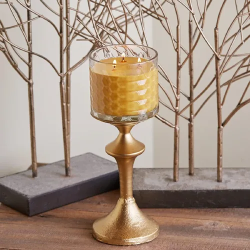 Vista 5 de Root Candles Velas Perfumadas de Otoño Vidrio Panal Premium 3 Mechas Vela Artesanal Mezcla de Cera de Abeja, 12 Onzas, Pera Bourbon