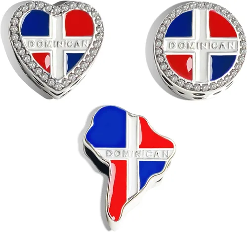 Vista 2 de Mapa del corazón dominicano y dije redondo, dije de regalo de República Dominicana, plata esterlina, regalo para esposa, mujeres, amigos, familia