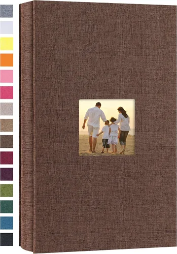 Vista 17 de potricher - Álbum de fotos pequeño para 100 fotos de 4 x 6 pulgadas, con portada de lino con foto, familiar, para bodas, aniversarios, bebés o Beige