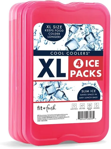Vista 2 de Cool Coolers de Fit & Fresh XL Slim Ice Packs (paquete de 4) y paquetes de hielo delgados (paquete de 4), paquetes de hielo reutilizables