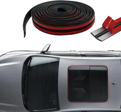 Vista 9 de HAOBO Burlete de 23 pies para automóvil, burlete automotriz, forma de T, sello de techo corredizo con autoadhesivo, borde de goma impermeable