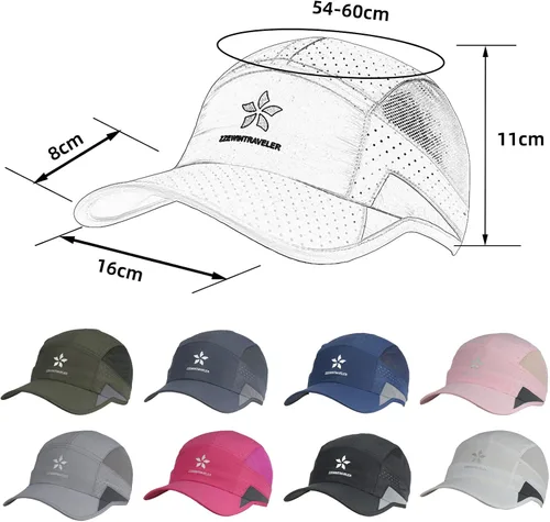 Vista 5 de ZZEWINTRAVELER Reflective Running Cap Quick-Drying Lightweight Breathable Unstructured Baseball Cap Unisex