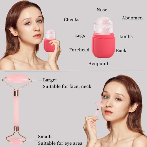 Vista 6 de Rodillo de hielo facial para el cuidado de la piel, rodillo de hielo para cara y ojos, cubo de belleza ilumina la piel y mejora el brillo natural