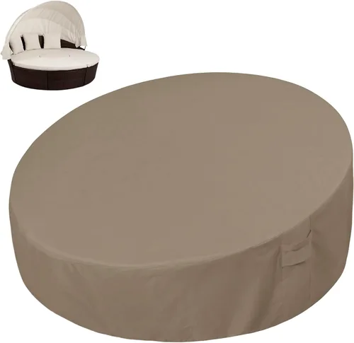 Vista 9 de Easy-Going Funda para día de patio resistente de 600D para exteriores, redonda de 75 pulgadas, con resistencia a rayos UV, funda para sofá de patio