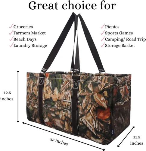 Vista 167 de NGIL Bolsa de comestibles reutilizable extra grande plegable de gran tamaño para comestibles, almacenamiento, picnic, playa, Estampado