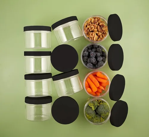 Vista 5 de Healthy Packers® Frascos Pequeños de Plástico con Tapas de 4 oz, Paquete de 12 - Frascos de Plástico Transparentes con Tapas de Rosca para Slime