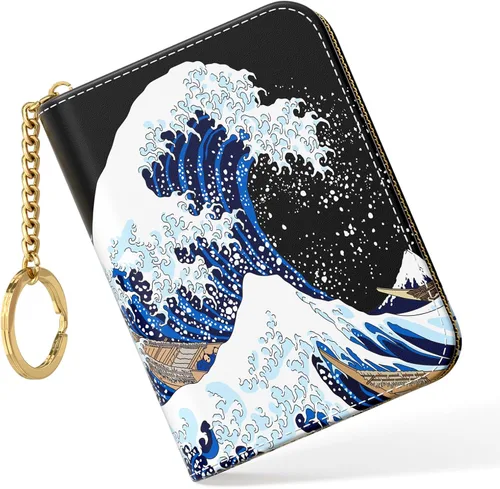 Vista 33 de Nipichsha Tarjetero para Tarjetas de Crédito, Tarjetero Pequeño de RFID para Mujeres, Tarjetero de Cuero Delgado, Modas Hoja de arte abstracto