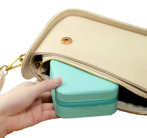 Vista 8 de 2Pcs Travel Jewelry Case for Women Girls,Portable Jewelry Box with Letters 2-Layer Jewelry Storage Mini Jewelry Case Travel Must Have Birthday Gifts