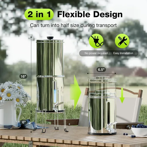 Vista 6 de Purewell Sistema de filtro de agua de gravedad portátil de 1.0 galones, sistema de encimera de ultrafiltración de 3 etapas de 0.01 μm con ventana