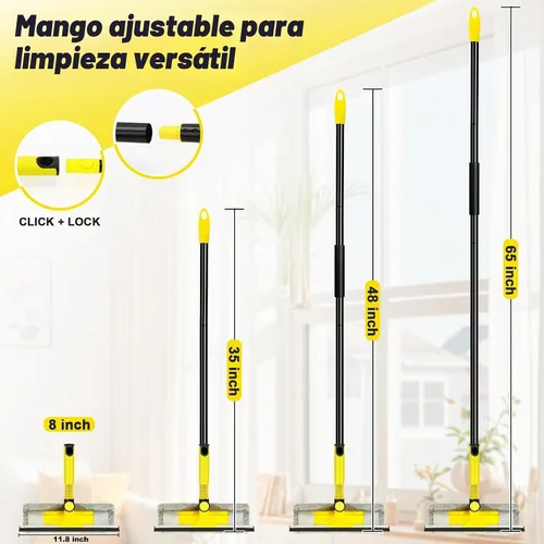 Vista 6 de Escobilla de ventana profesional con poste de extensión de 60