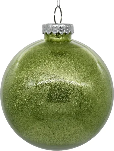 Vista 8 de Vickerman Adorno navideño de bola transparente de 3 pulgadas con interior de purpurina dorada antigua. Oro envejecido