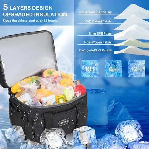 Vista 3 de Hulongo Bolsa Enfriadora Suave Aislada, Enfriadores de Hielo Grandes de Lados Suaves para Playa, Plegable y Portátil