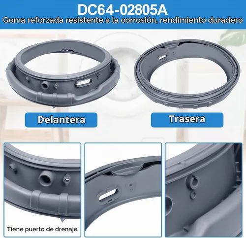 Vista 4 de Sello de puerta de lavadora DC64-02805A mejorado compatible con Samsung, piezas de repuesto de sello de lavadora, diafragma de puerta