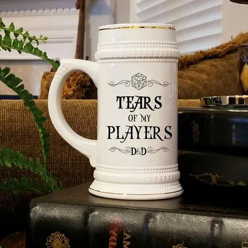 Vista 3 de Tears of My Players Dungeons and Dragons - Taza de cerveza para novio, Dungeon Master D&D Dnd DM, divertida, 22 onzas, jarra de cerámica para hombres
