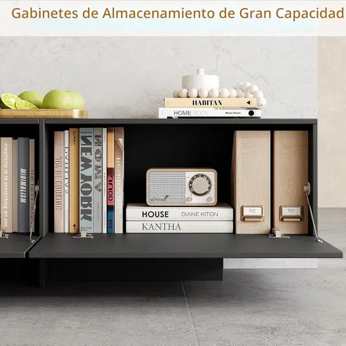 Vista 6 de Soporte de TV moderno de 76.4 pulgadas para sala de estar, consola de TV moderna de mediados de siglo, centro de entretenimiento con 3 cajones