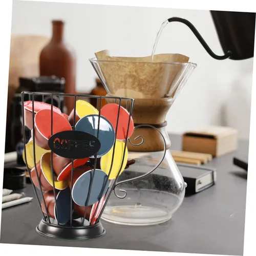Vista 6 de Soporte para cápsulas de café, cesta de almacenamiento de barra de café, cesta de hierro para frutas, soporte para exhibición de cápsulas de café