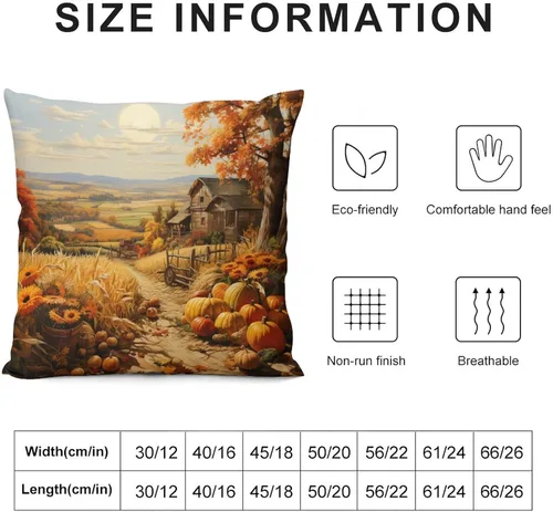 Vista 3 de Fundas de almohada decorativas cuadradas de terciopelo con diseño de paisaje, campo, otoño, otoño, 12 x 12 pulgadas, para Acción de Gracias