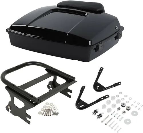 Vista 8 de XFMT Tronco de afeitar de 5.5 pulgadas con almohadilla de respaldo para Harley Touring Road King Street Glide Road Glide Electra Glide 1997-2013