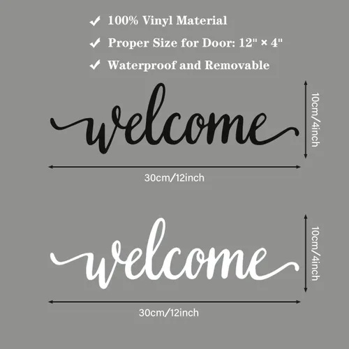 Vista 2 de 2 calcomanías de bienvenida para puerta de vinilo extraíbles, letras de Sayins, letrero para el hogar, decoración para entrada delantera, ventana
