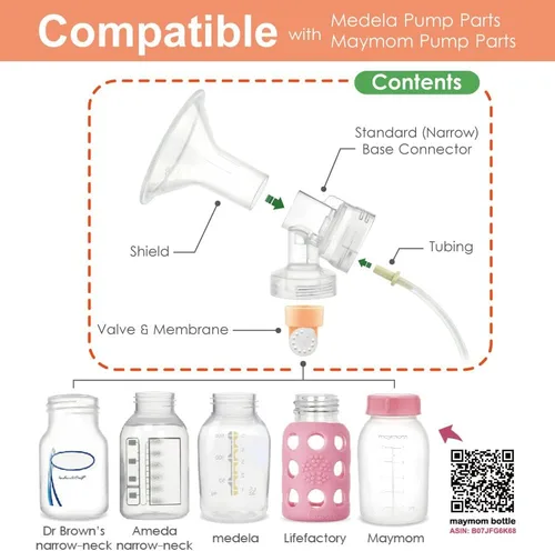 Vista 3 de Maymom Kit de extractor de leche compatible con bomba Medela in Style Advanced Pump; 2 protectores de pecho de 0.67 pulgadas de dos piezas, 2