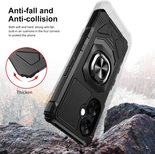 Vista 5 de Ailiber - Funda para OnePlus Nord N30 5G, protector de pantalla, color negro Flexible Stable Ring Kickstand Holder Military-Grade Drop Protection