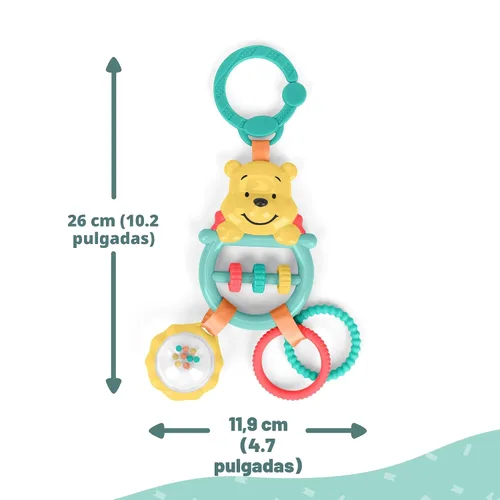 Vista 9 de Bright Starts Disney Baby Winnie The Pooh Juguete de Actividad Oso Ocupado, Juguete de Cochecito Unisex, Recién Nacidos en Adelante