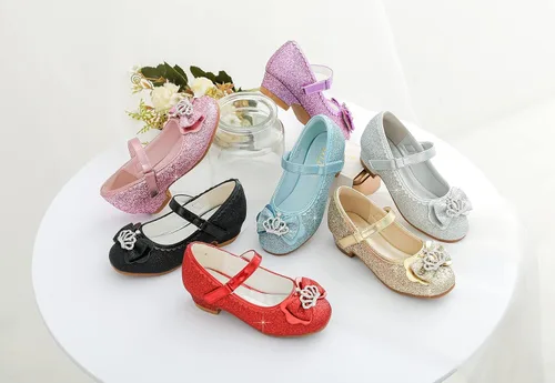 Vista 7 de Walofou Zapatos de vestir para niñas de flores, zapatos de tacón para fiesta de boda, zapatos planos de princesa Mary Jane para niños pequeños