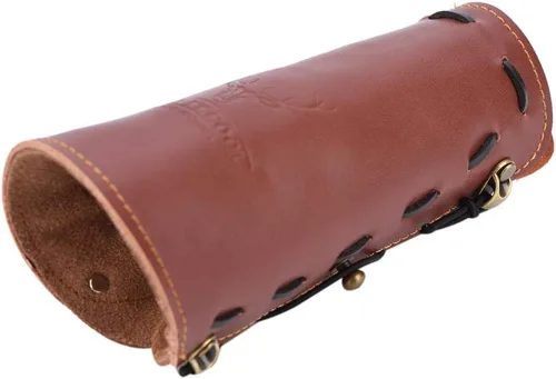 Vista 8 de Guardia de brazo de tiro con arco, arco largo de cuero de brazo de protección de antebrazo correa de engranaje