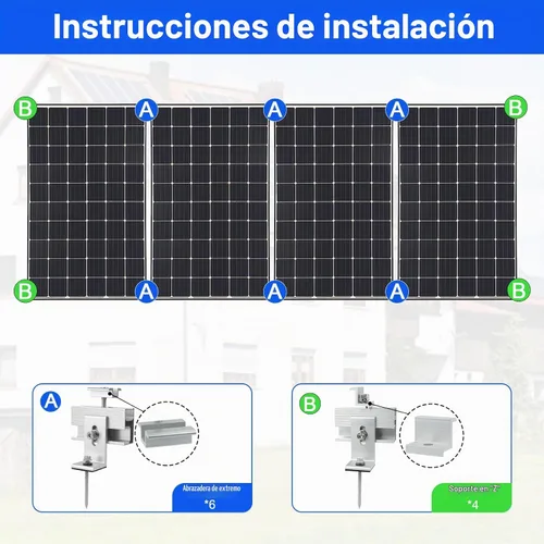 Vista 4 de 10 soportes de montaje para paneles solares, montaje en panel solar para 1-4 paneles solares de 1.4 pulgadas de grosor, soportes de panel solar