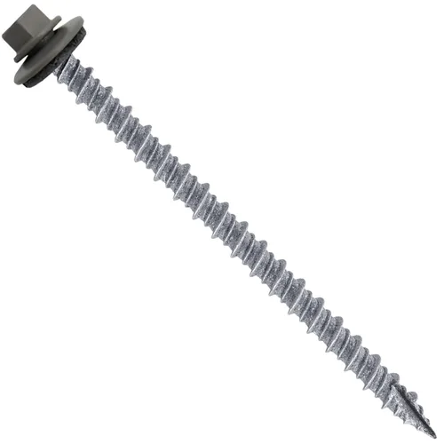 Vista 319 de Tornillos para techos de metal gris ABC 10 x 1 - Cabezal hexagonal - Arandela EPDM - Arandela de arranque automático/roscado - 1 bolsa - 250