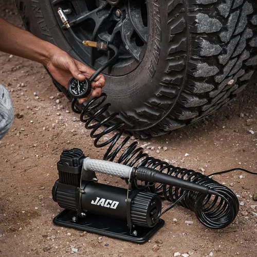 Vista 2 de JACO 4X4 TrailPro - Compresor de aire portátil resistente, 3.5 CFM (12V/33A) Kit de inflado de neumáticos On x Off Road