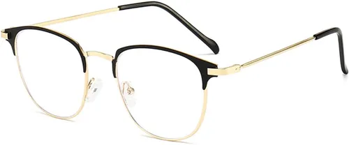 Vista 6 de DEPEYE Gafas de miopía con bloqueo de luz azul, marco de metal, gafas retro para miopía, gafas de 0.5 a 4.0 de fuerza Negro