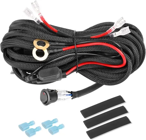 Vista 8 de Arnés de cableado de 1 cable, Rfroad Lighting Kit de arnés de cableado resistente de 12V con interruptor de balancín de nylon para barra de luz LED