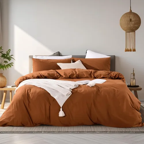 Vista 29 de NEXHOME PRO Funda de edredón Twin XL 100% algodón lavado, transpirable, duradera, texturizada, similar al lino, juego de ropa de cama para el hogar